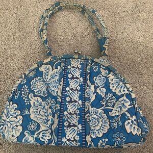 Vera Bradley Blue and White Floral Shoulder Bag with Braided Handle